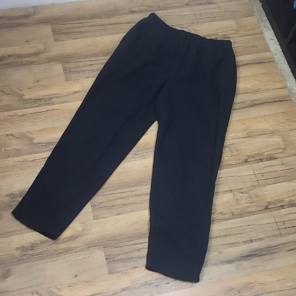 EMS Black Fleece Pull-On Elastic Waist Front Pocket Back Right Zip Pocket Pants